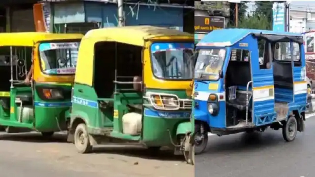 auto rickshaws, city buses and trucks on strike