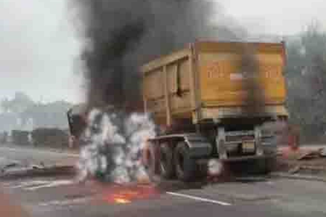 truck and dumper collided with each other in a major accident on the national highway
